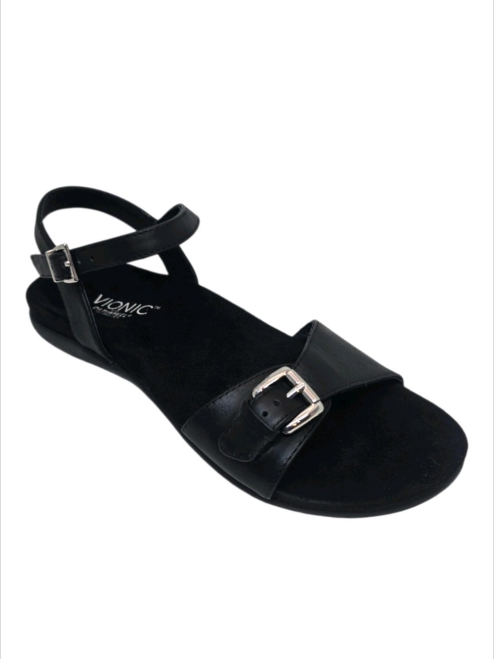 Vionic Alita Black Leather Comfort Sandals – Women’s Size 8